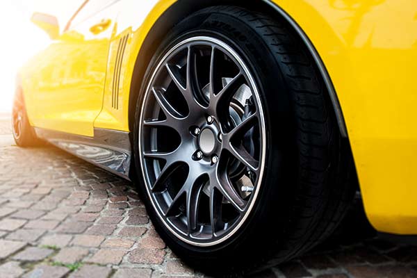 Back of a yellow sport car