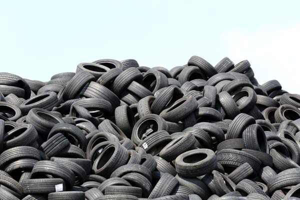 Used tires at recycling yard